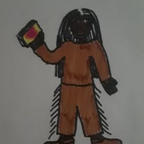Dark skinned native with book